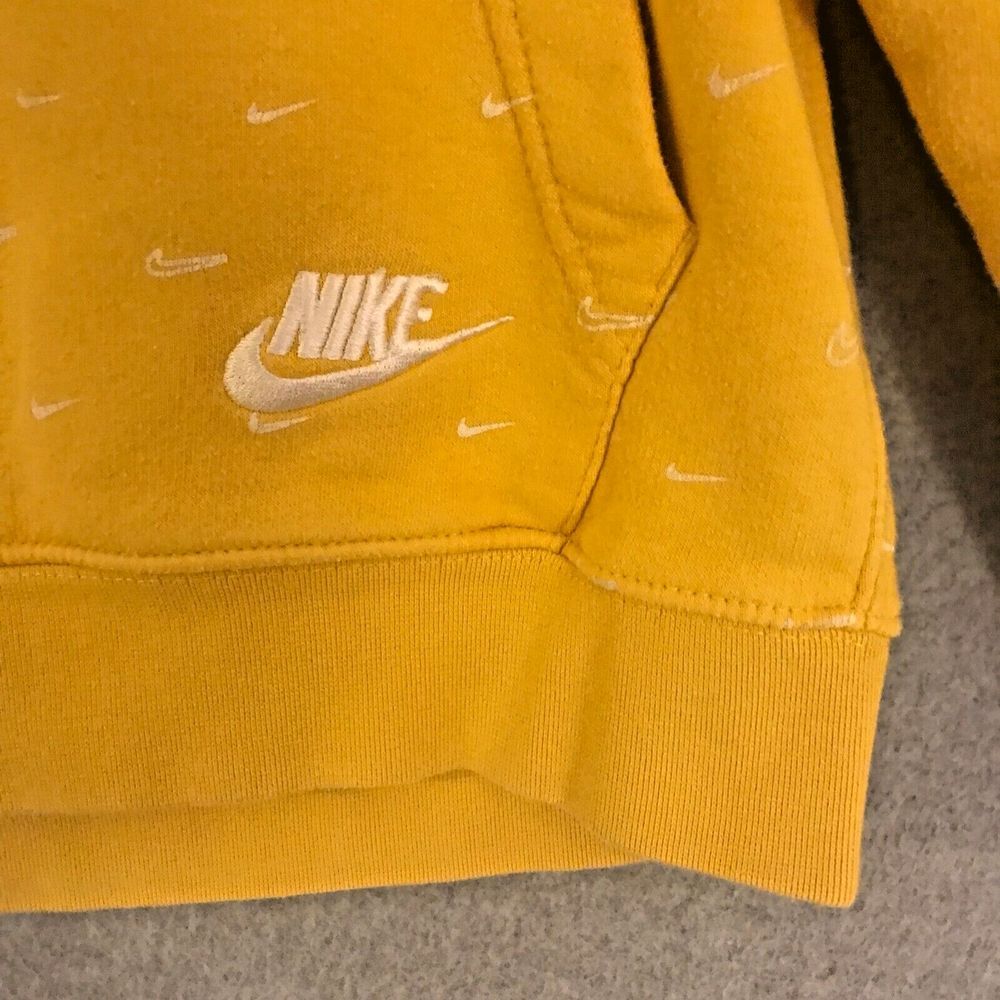 Nike Hoodie Fleece Sweatshirt Mens‎ Medium Yellow AOP All Over Print Swoosh Logo - Picture 3 of 12
